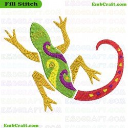Colorful Lizard Embroidery Design 1