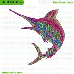 Colorful Marlin Fish Embroidery Design 59