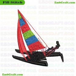 Colorful Sailboat Embroidery Design 38