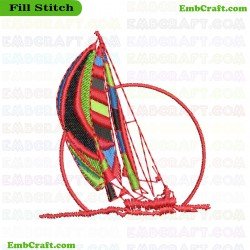 Colorful Sailboat Embroidery Design 42