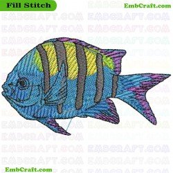 Colorful Saltwater Aquarium Fish Embroidery Design 9