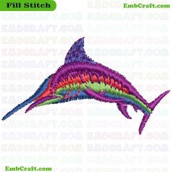 Colorful Shark Embroidery Design 36