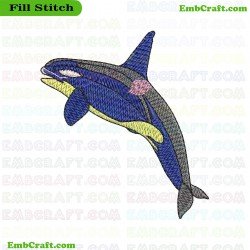Colorful Whale Embroidery Design 49