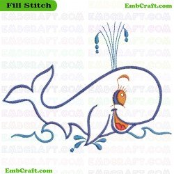 Colorful Whale For Kids Embroidery Design 4