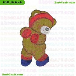 Colorfully Dressed Bear Embroidery Design 613