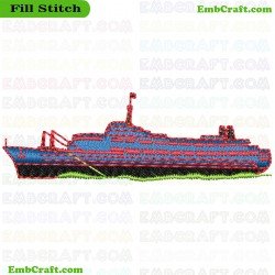 Colorfully Ship Embroidery Design 18