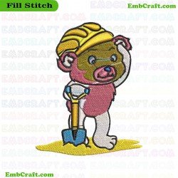 Construction Bear Embroidery Design 9