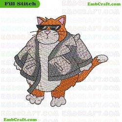 Cool Cat In Leather Jacket Embroidery Design 9