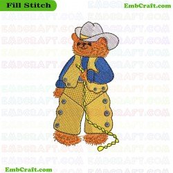 Cowboy Bear Embroidery Design 1