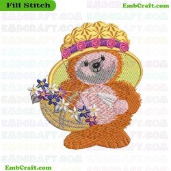 Cute Bear With Decorated Hat Embroidery Design 6