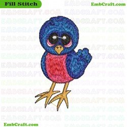 Cute Bird With Big Eyes Embroidery Design 14