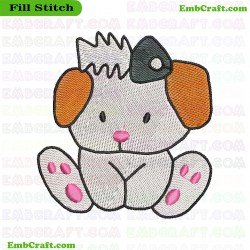 Cute Dog With Bone On Head Embroidery Design 198