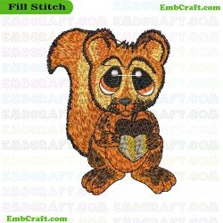 Cute Squirrel Embroidery Design 13