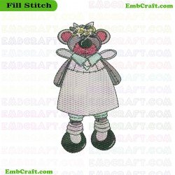 Dancing Bear Wearing Dress Embroidery Design 3