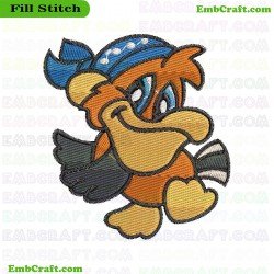 Dancing Cartoon Duck Embroidery Design 2