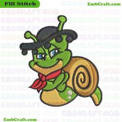 Dancing Cartoon Snail Embroidery Design 10