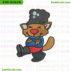 Dancing Chef Cat Embroidery Design 16