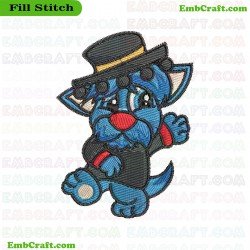 Dancing Dog In Formal Attire Embroidery Design 12