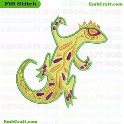 Deco Lizard Embroidery Design 8