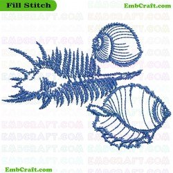 Decorative Bird Shells Embroidery Design 2