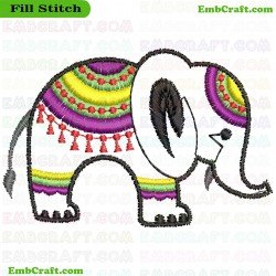 Decorative Elephant Embroidery Design 9