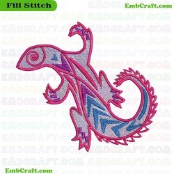 Decorative Lizard Embroidery Design 10