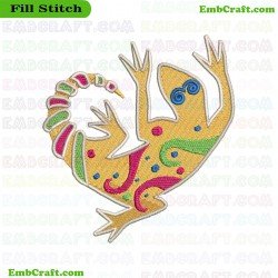 Decorative Lizard Embroidery Design 2