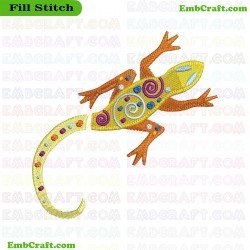 Decorative Lizard Embroidery Design 3