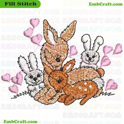 Deer And Rabbits Embroidery Design 131