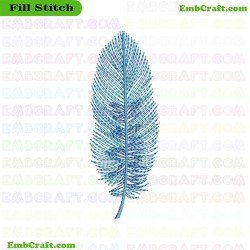 Detailed Blue Feather Embroidery Design 9