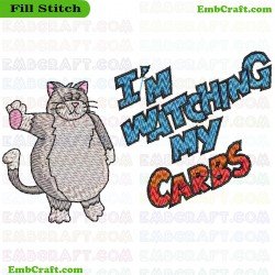 Diet Conscious Cat Embroidery Design 18