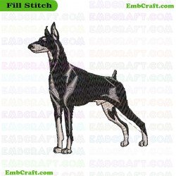 Doberman Dog Embroidery Design 349