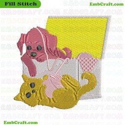 Dog And Cat Embroidery Design 2