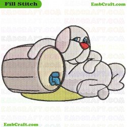 Dog Beside Barrel Embroidery Design 4