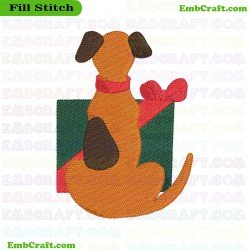 Dog Beside Gift Embroidery Design 57