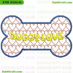 Dog Bone With Love Message Embroidery Design 322