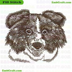 Dog Face Embroidery Design 303