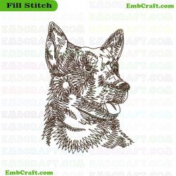 Dog Head Embroidery Design 289