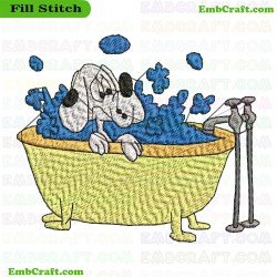 Dog In Bath Embroidery Design 337