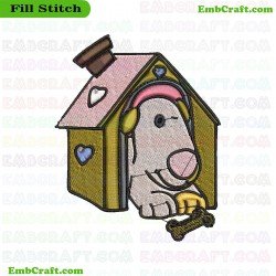 Dog In Doghouse Embroidery Design 6