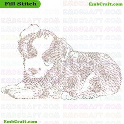 Dog Line Art Embroidery Design 456