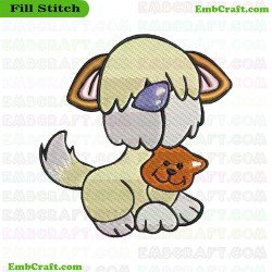 Dog Playing With A Small Bear Embroidery Design 501