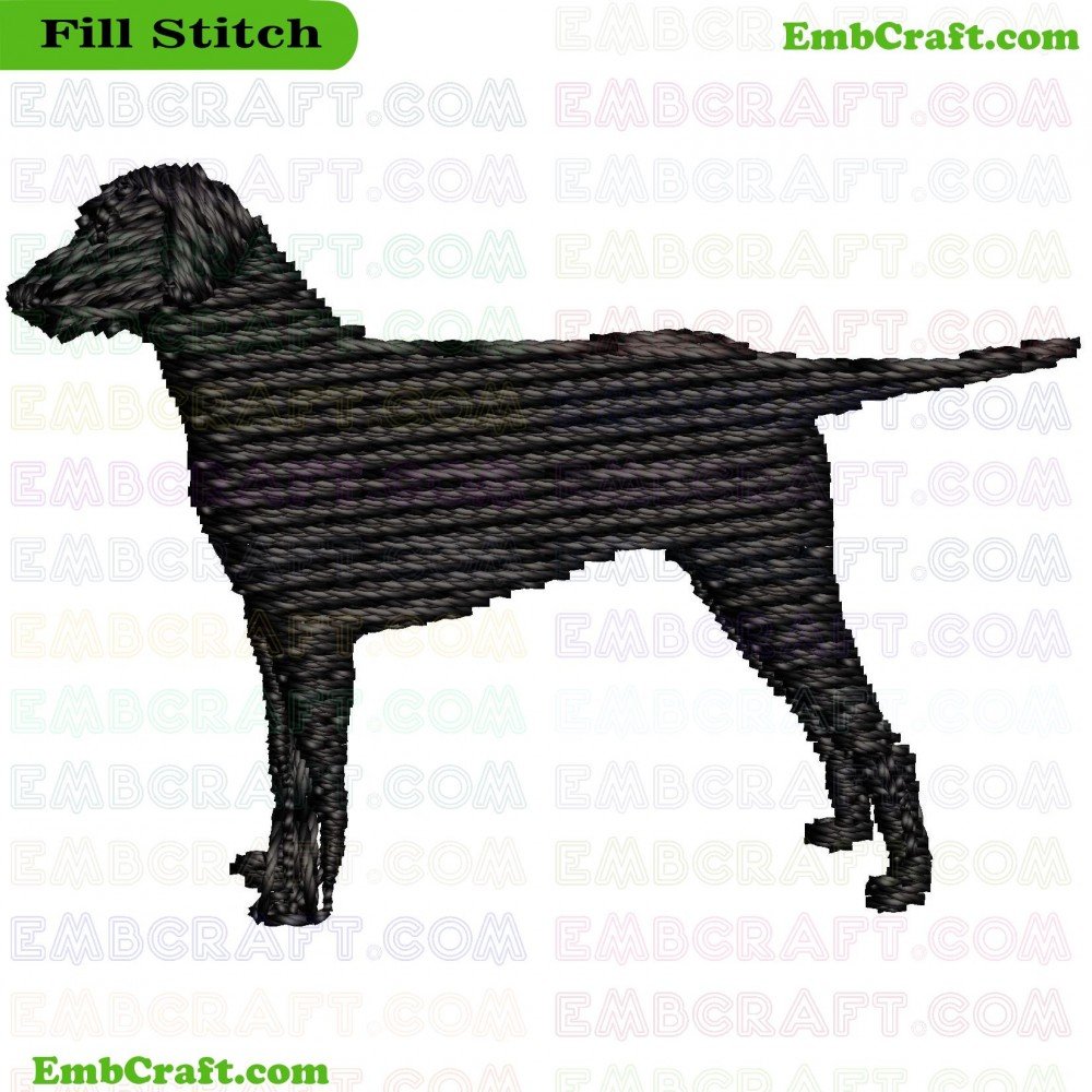 Dog Portrait Embroidery Design 32 An embroidery piece depicting a side profile of a dog with intricate fur details.