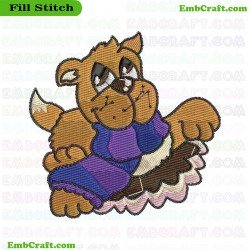 Dog With Holding Dress Embroidery Design 19