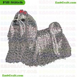 Dog With Red Adornments Embroidery Design 98