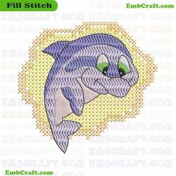 Dolphin Dolphins Embroidery Design 1