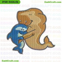 Dolphin Embracing Fish Embroidery Design 9