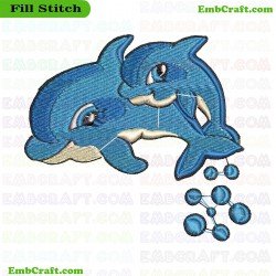 Dolphin Embroidery Design 14