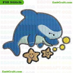 Dolphin Embroidery Design 1