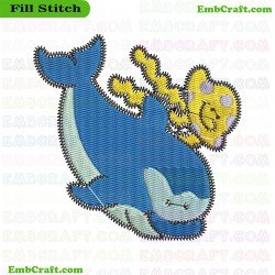 Dolphin Frolicking With Octopus Embroidery Design 6